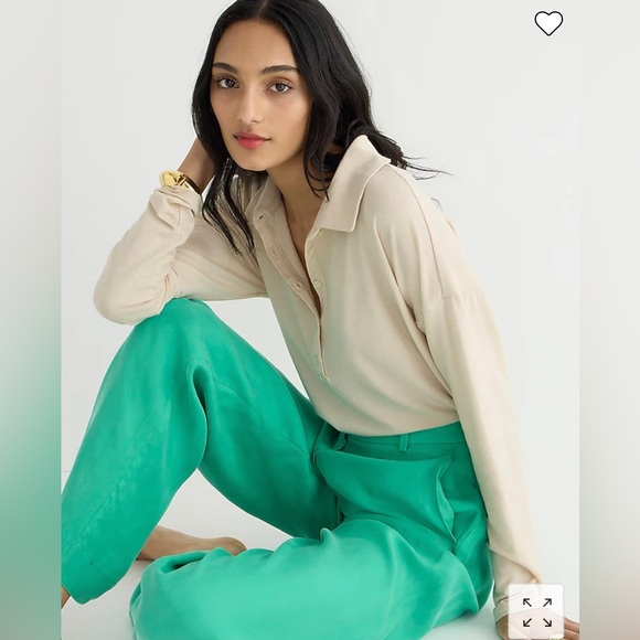 J. Crew NWT Relaxed Long-Sleeve Stretch Linen-Blend Polo Shirt - Picture 3 of 3